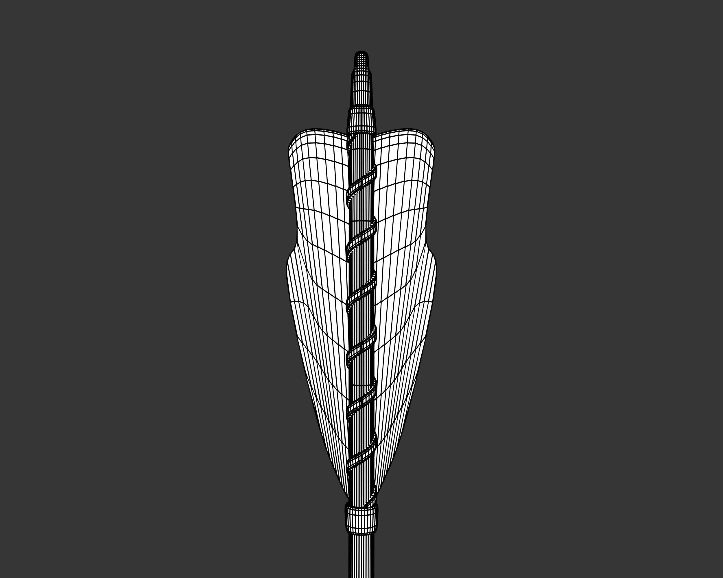 Medieval Crude Weapon Bow and Arrow Low-poly 3D model_21