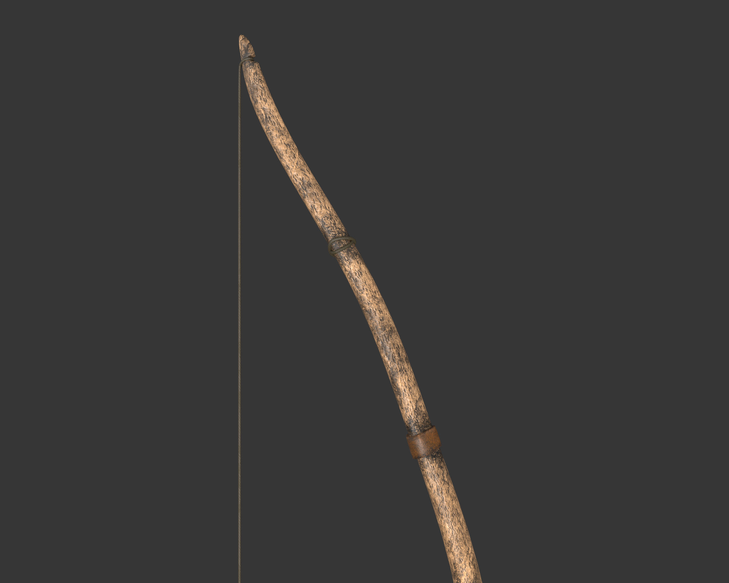 Medieval Crude Weapon Bow and Arrow Low-poly 3D model_9