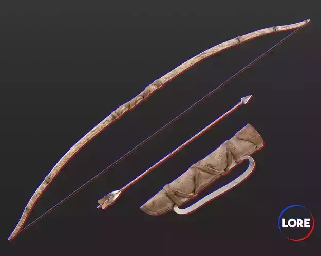 Medieval Crude Weapon Bow and Arrow Low-poly 3D model