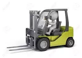 Robot person driving forklift Free 3D model