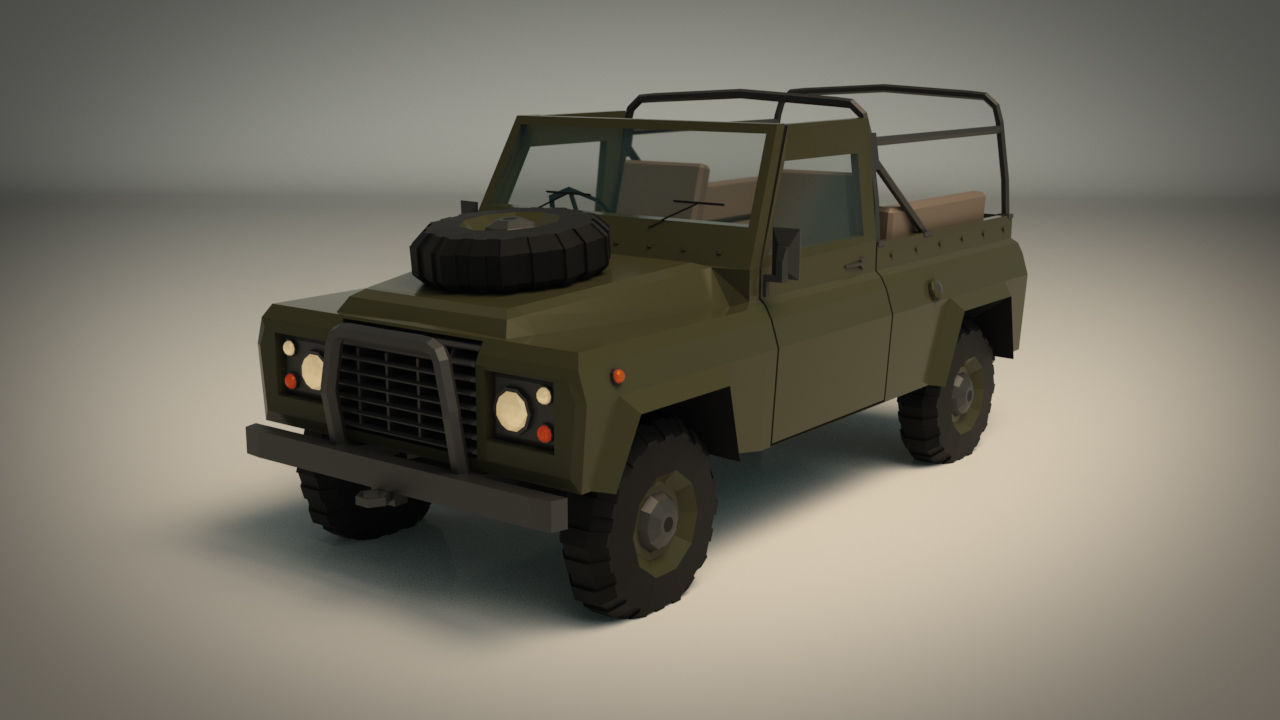 Low Poly Military Truck 03 Low-poly 3D model_3