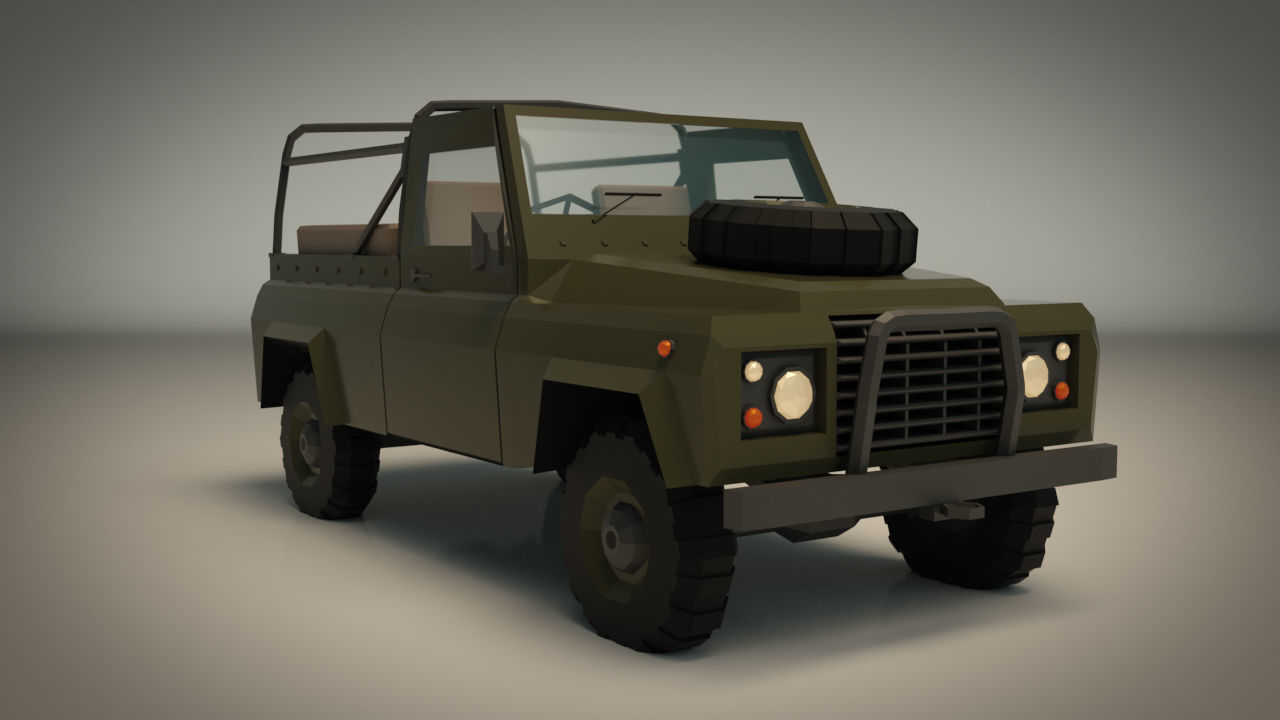 Low Poly Military Truck 03 Low-poly 3D model_7