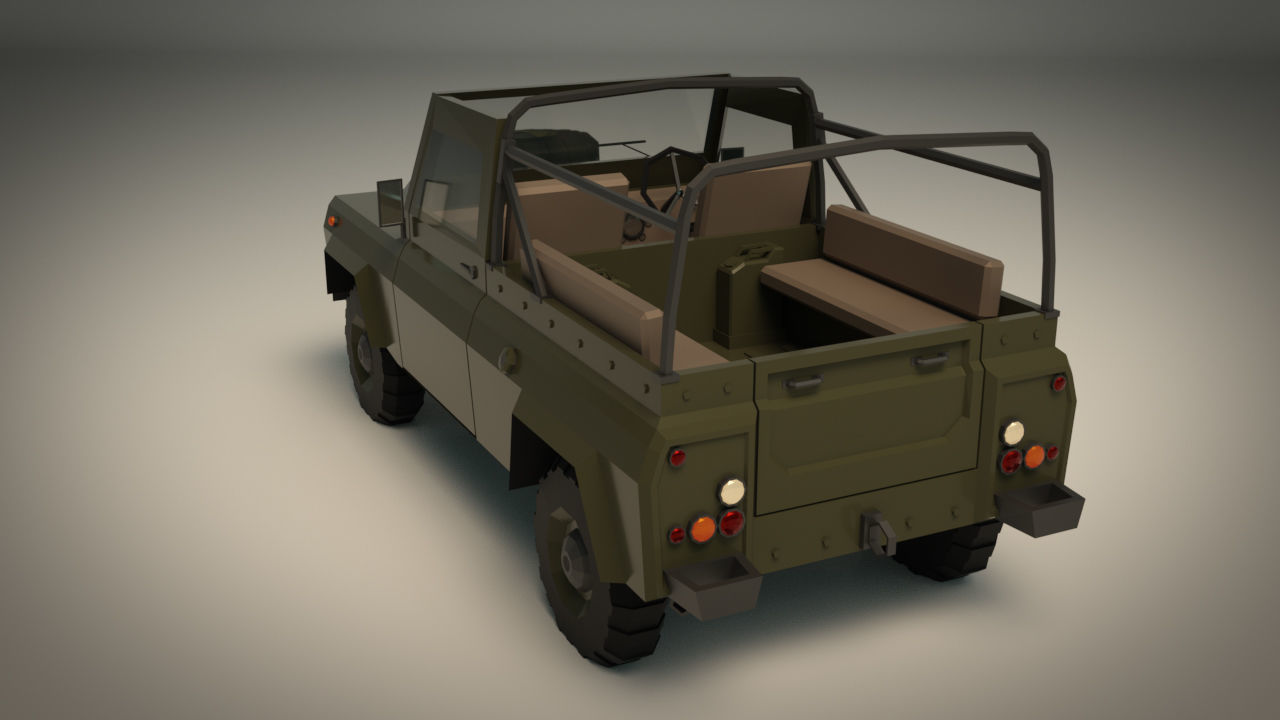 Low Poly Military Truck 03 Low-poly 3D model_4