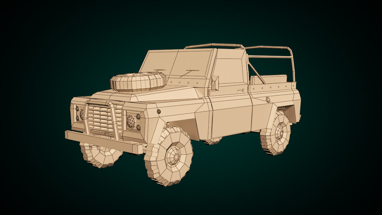 Low Poly Military Truck 03 Low-poly 3D model_9