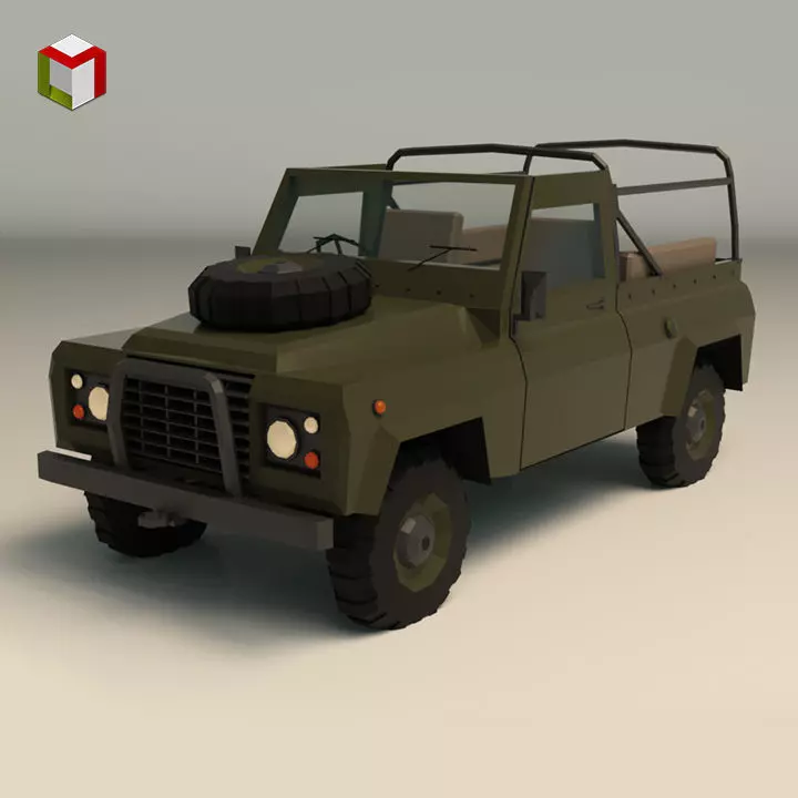 Low Poly Military Truck 03 Low-poly 3D model_0