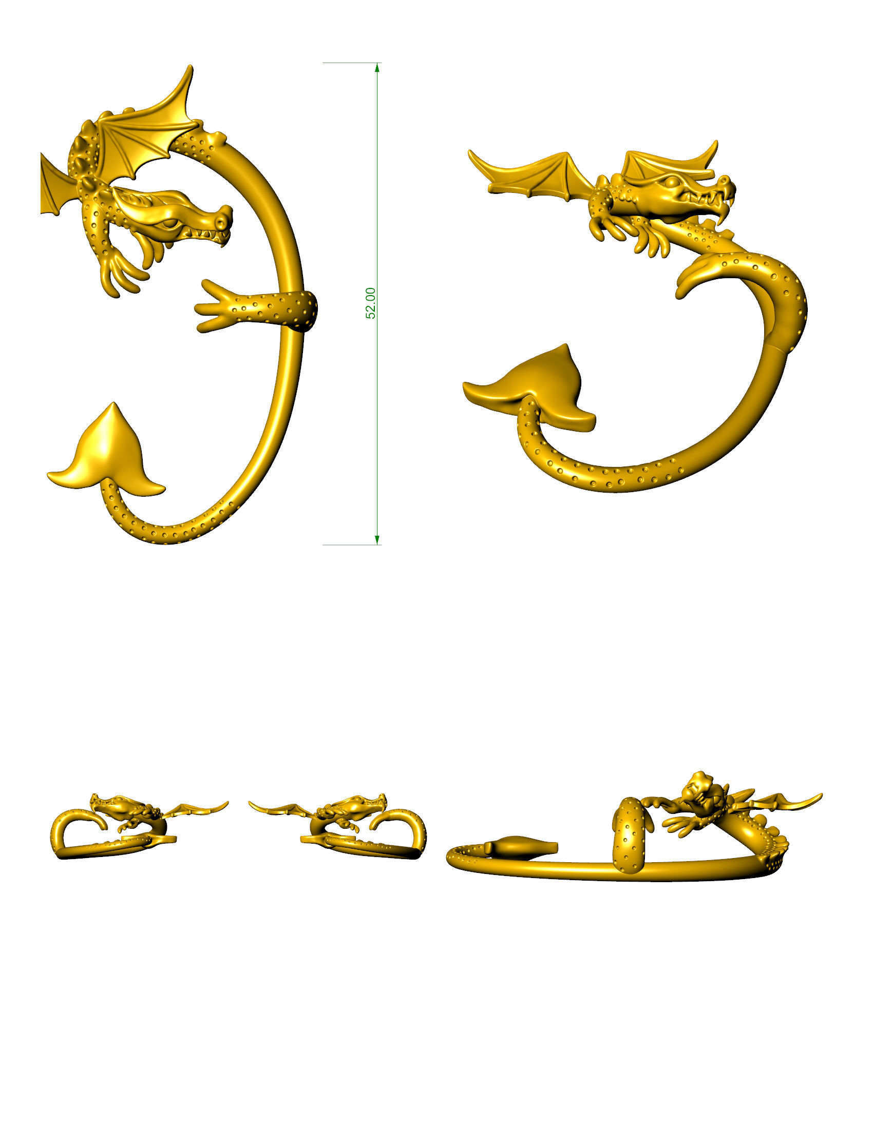 Dragon Earring 3D Print Model 3D print model_2