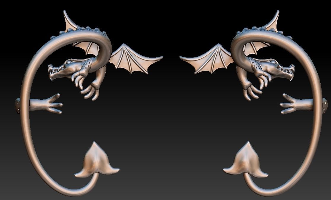 Dragon Earring 3D Print Model 3D print model_1