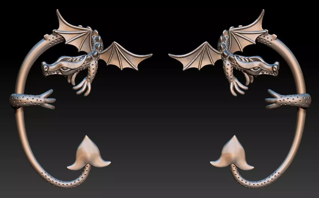 Dragon Earring 3D Print Model 3D print model_0