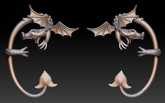 Dragon Earring 3D Print Model 3D print model