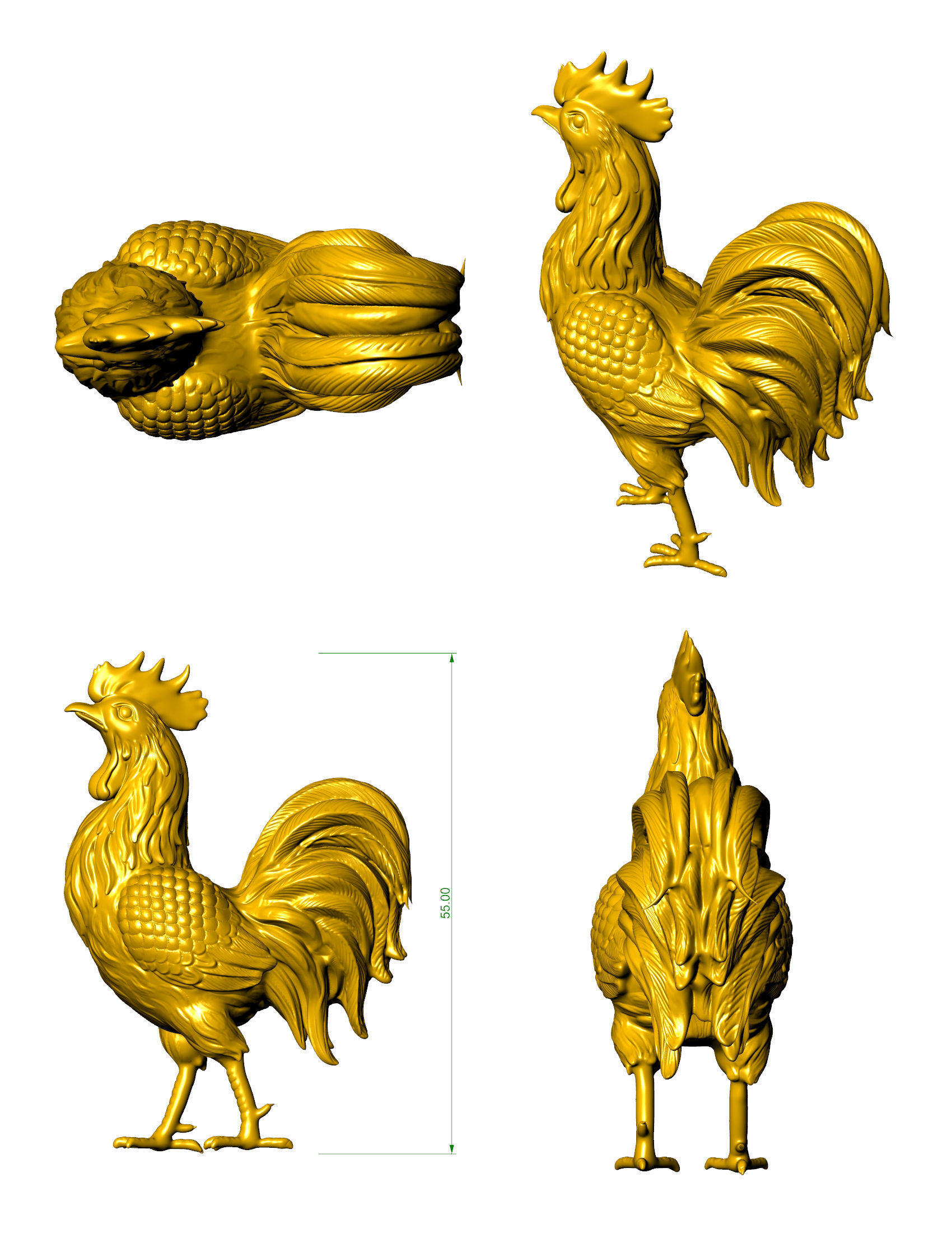 Rooster Statue  3D Print model 3D print model_3