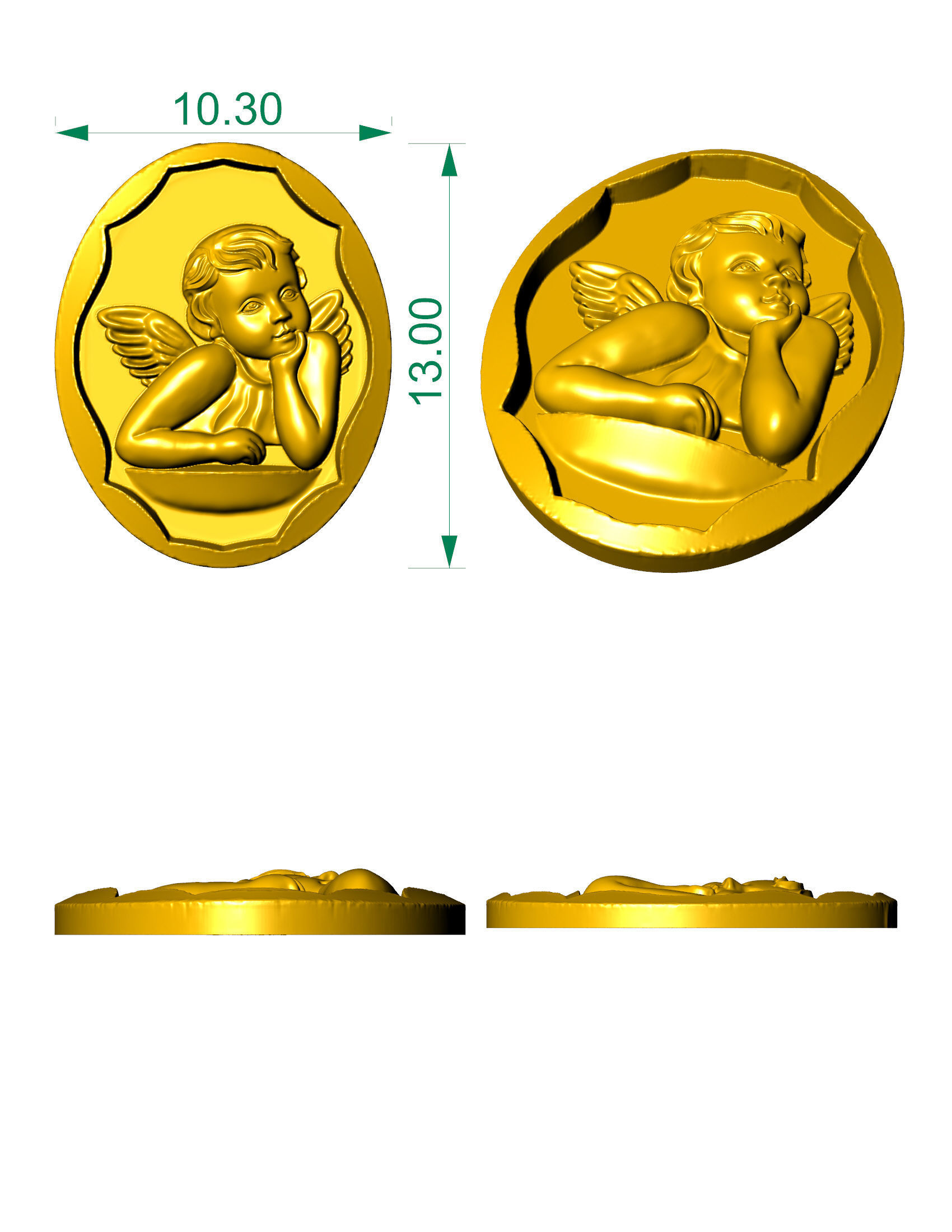 Angel Pendant 3D print model 3D print model_8