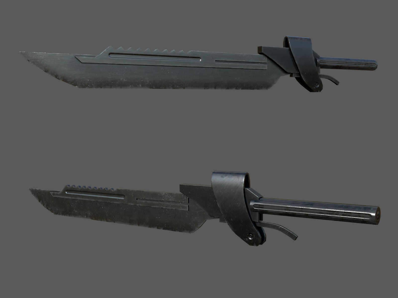 Futuristic sword Low-poly 3D model_3