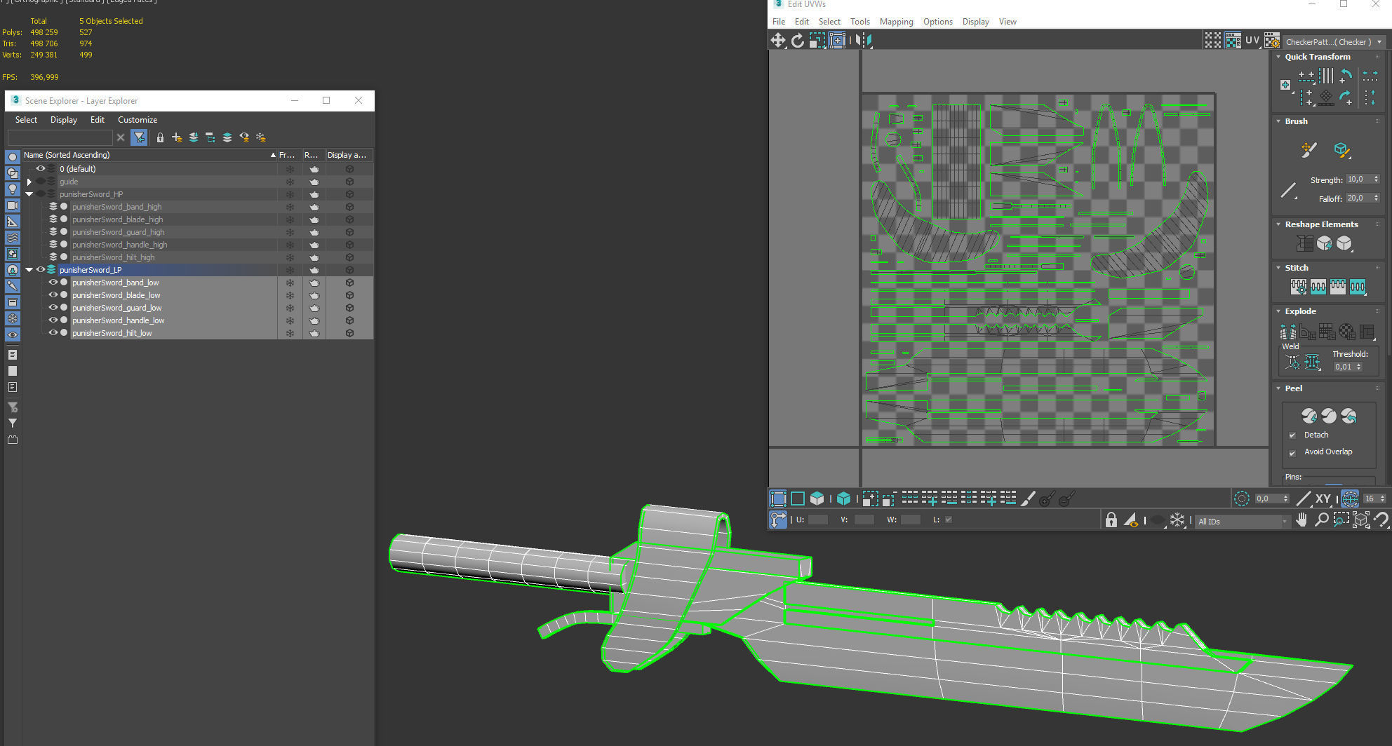 Futuristic sword Low-poly 3D model_21