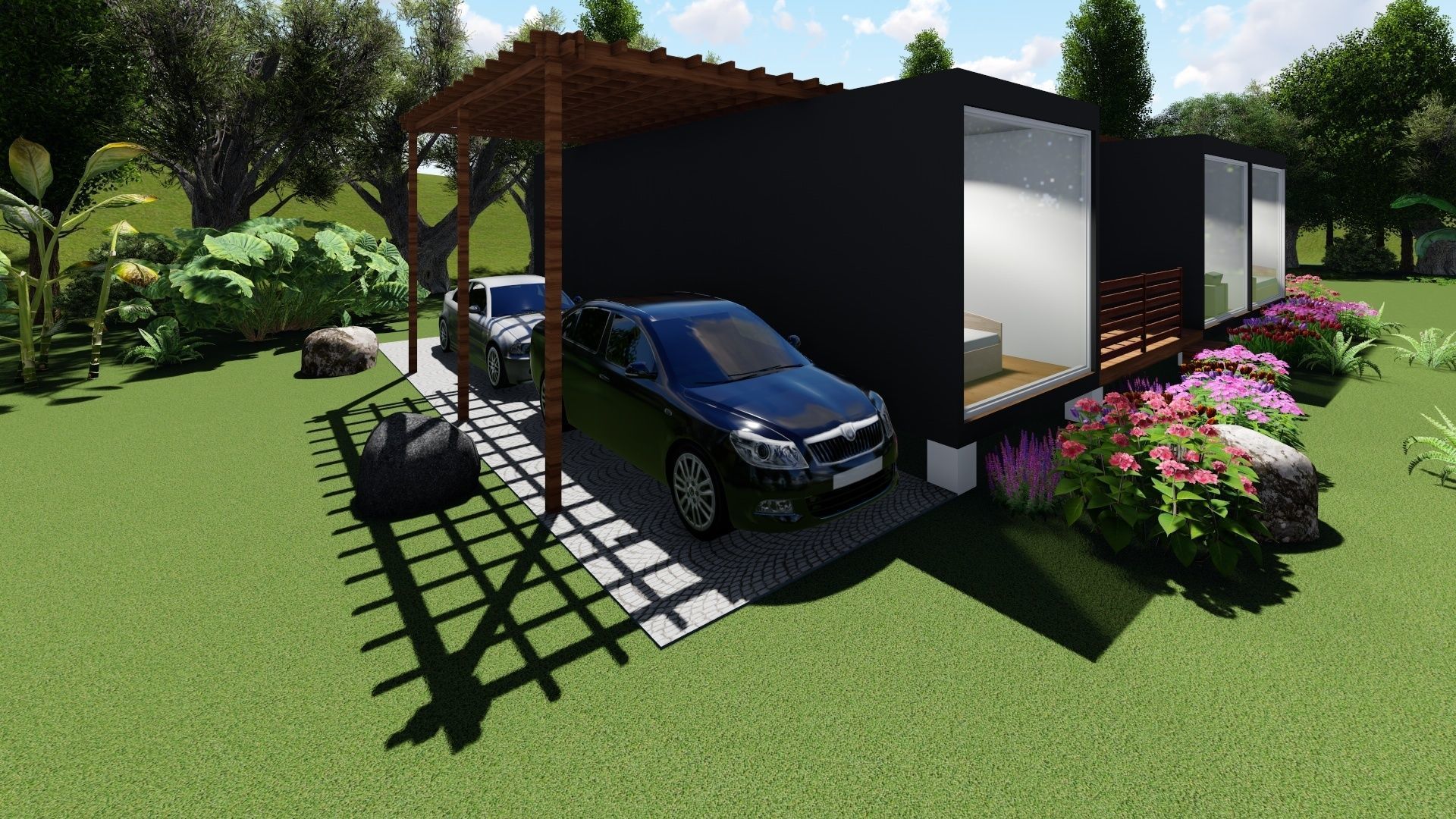 House with midlle terrace design 3D model_3