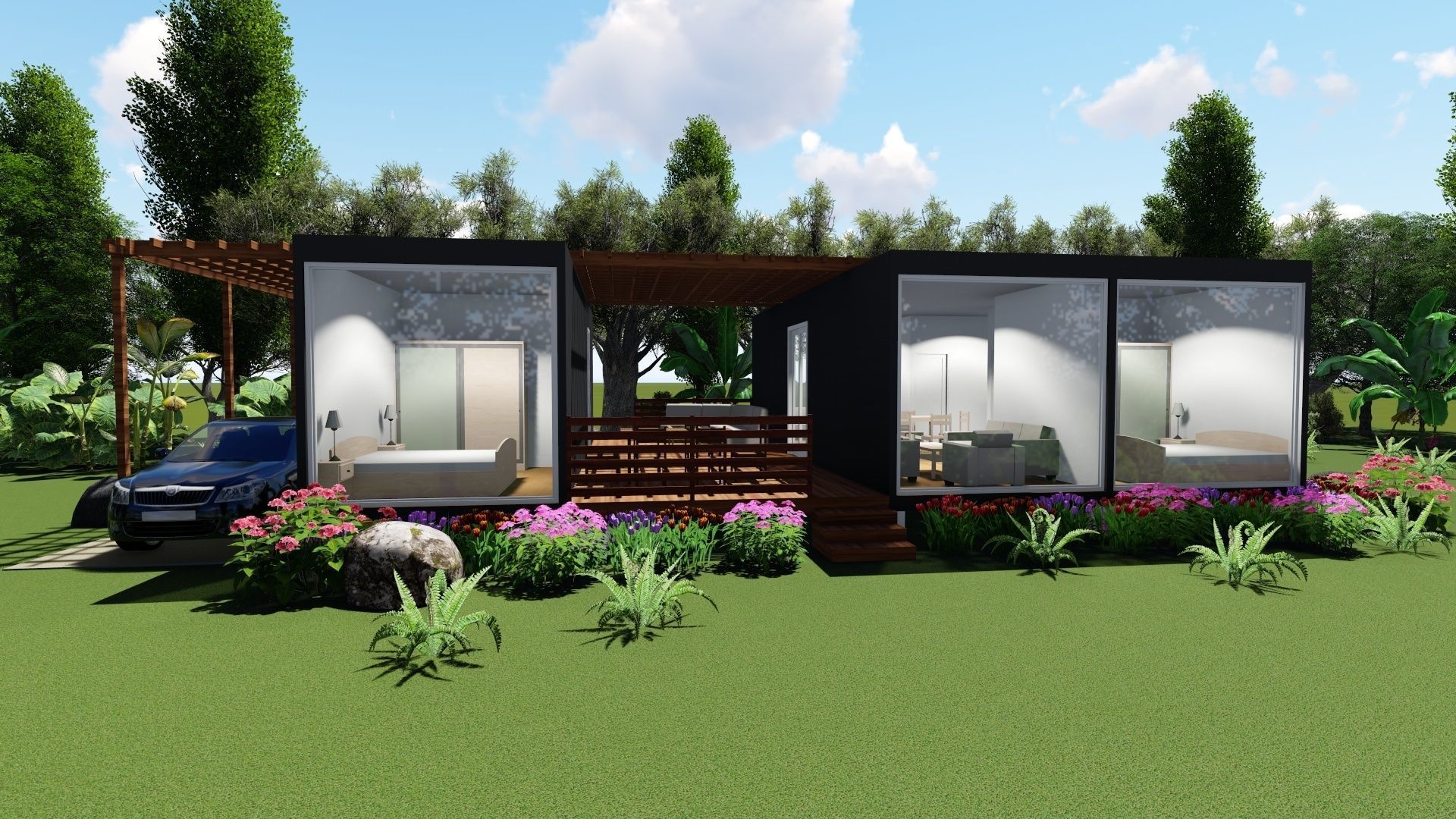 House with midlle terrace design 3D model_4