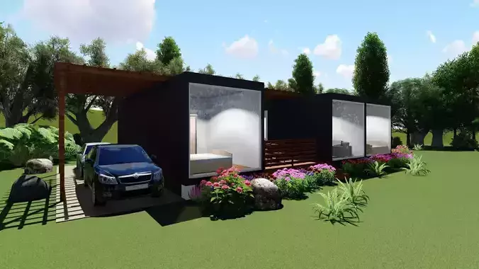 House with midlle terrace design