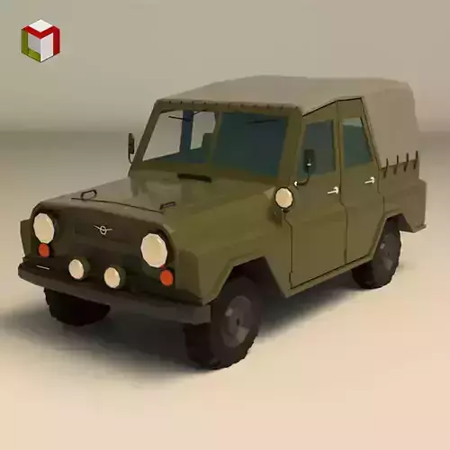 Low Poly Military Jeep 04 Low-poly 3D model