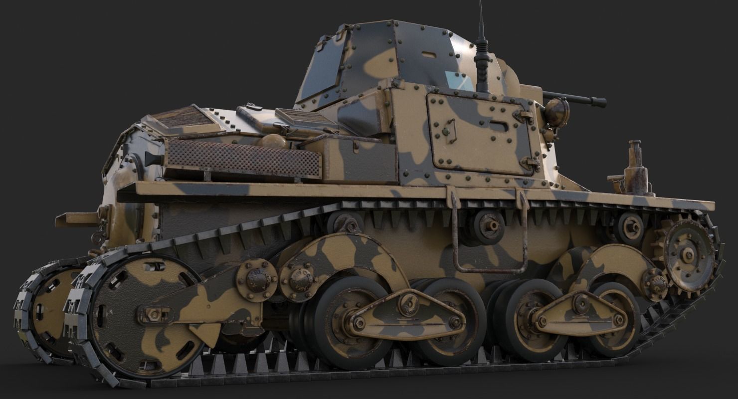 Tank L6 40 Camouflage Ansaldo Fiat Italian Vray 3D model_10
