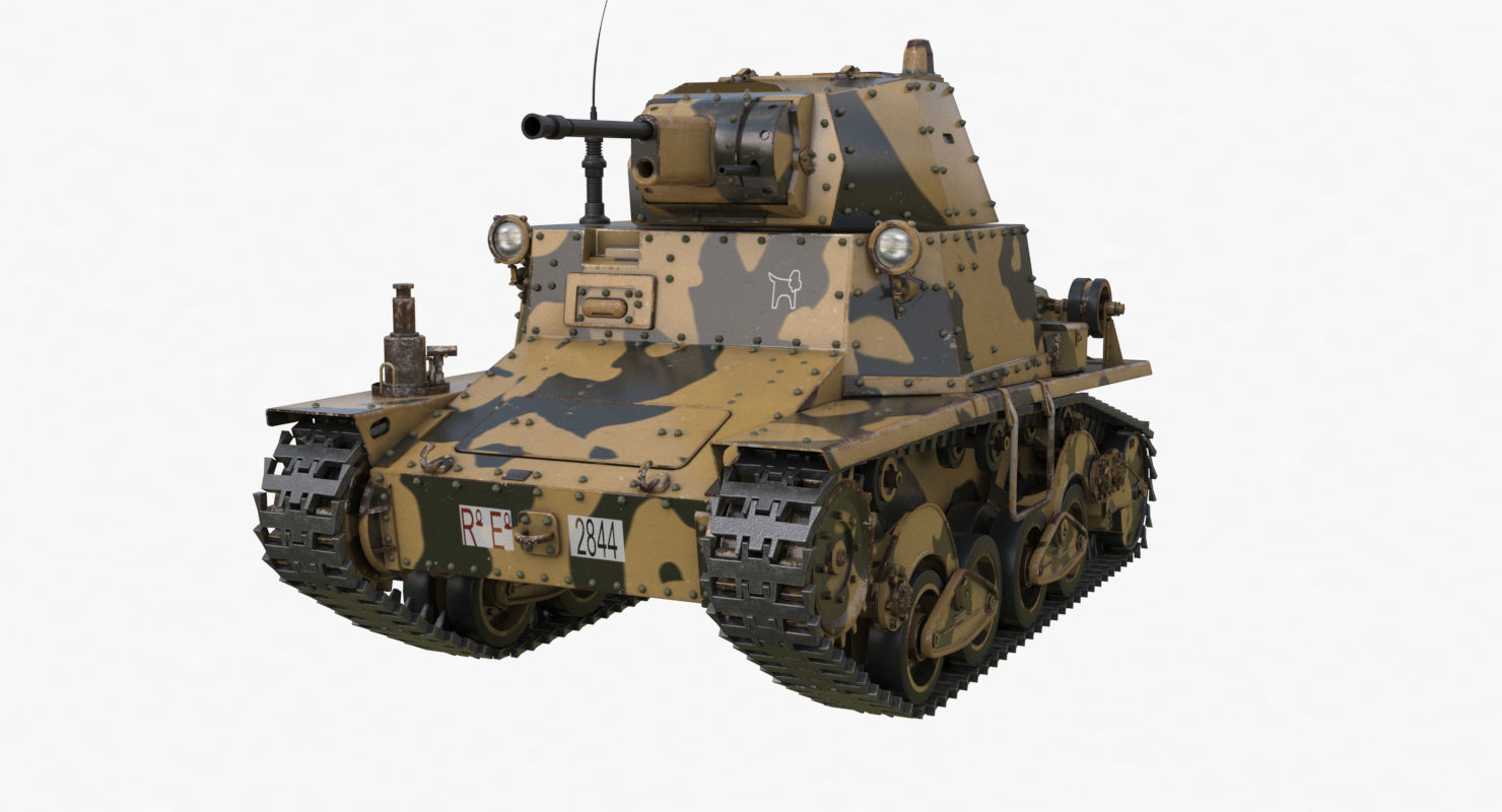 Tank L6 40 Camouflage Ansaldo Fiat Italian Vray 3D model_31