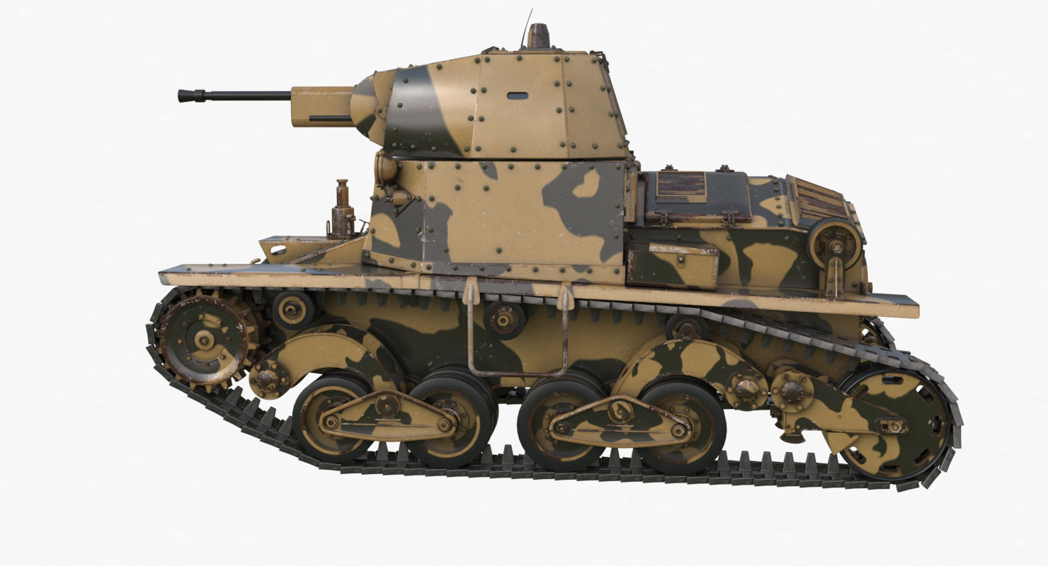 Tank L6 40 Camouflage Ansaldo Fiat Italian Vray 3D model_60