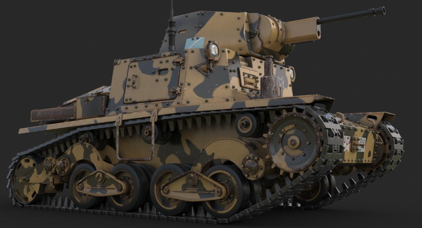 Tank L6 40 Camouflage Ansaldo Fiat Italian Vray 3D model_11