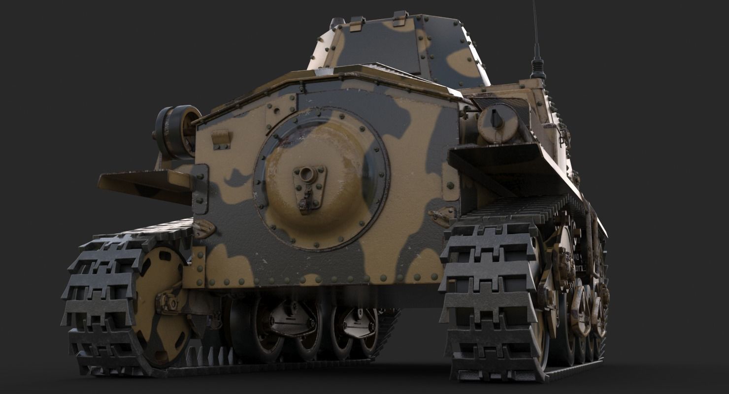 Tank L6 40 Camouflage Ansaldo Fiat Italian Vray 3D model_9