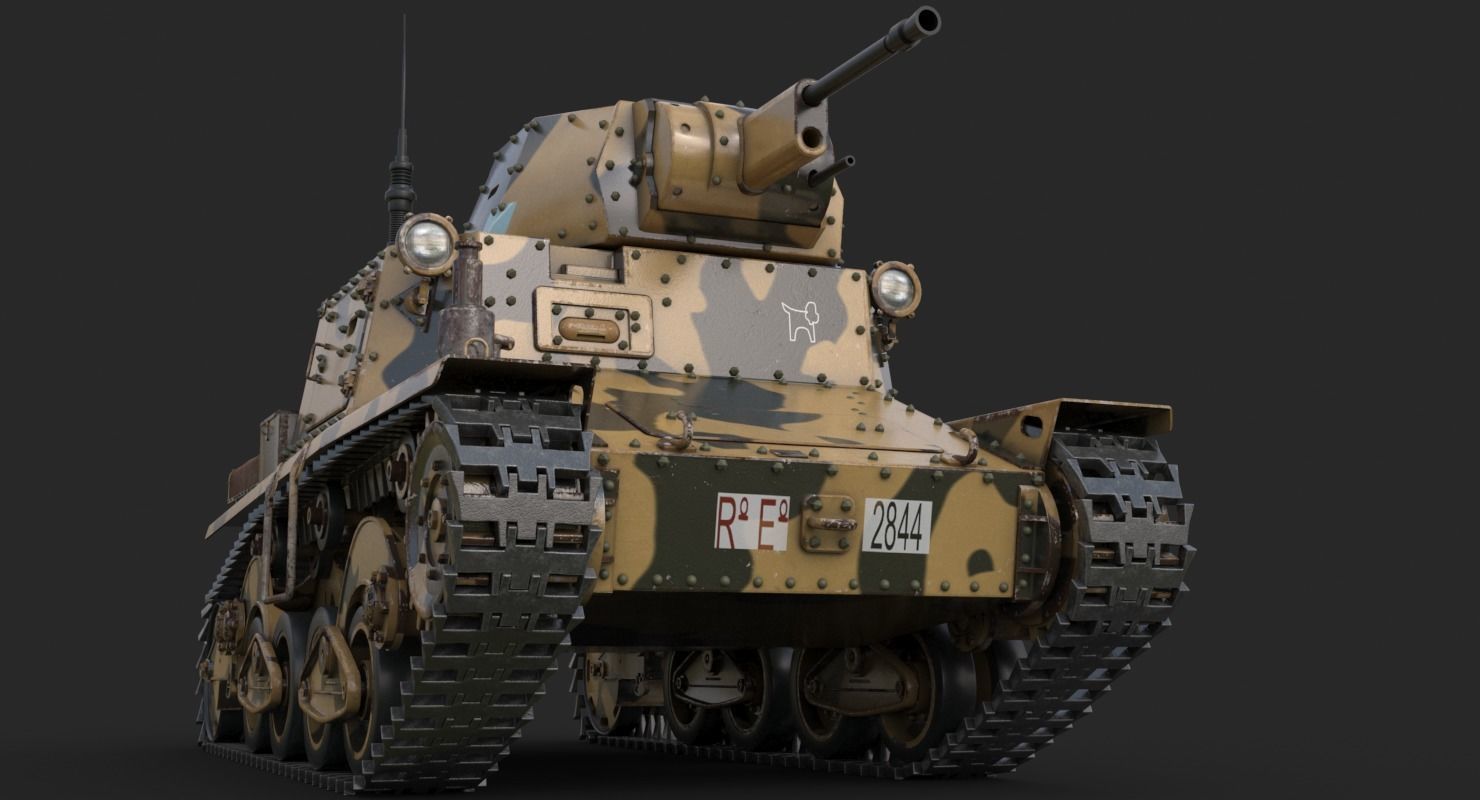 Tank L6 40 Camouflage Ansaldo Fiat Italian Vray 3D model_12