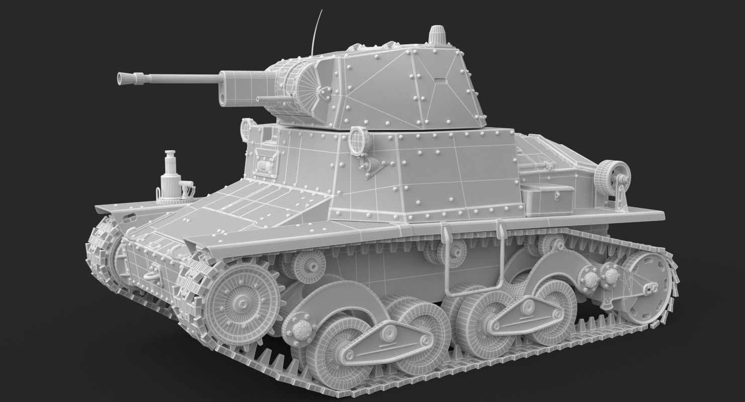 Tank L6 40 Camouflage Ansaldo Fiat Italian Vray 3D model_23