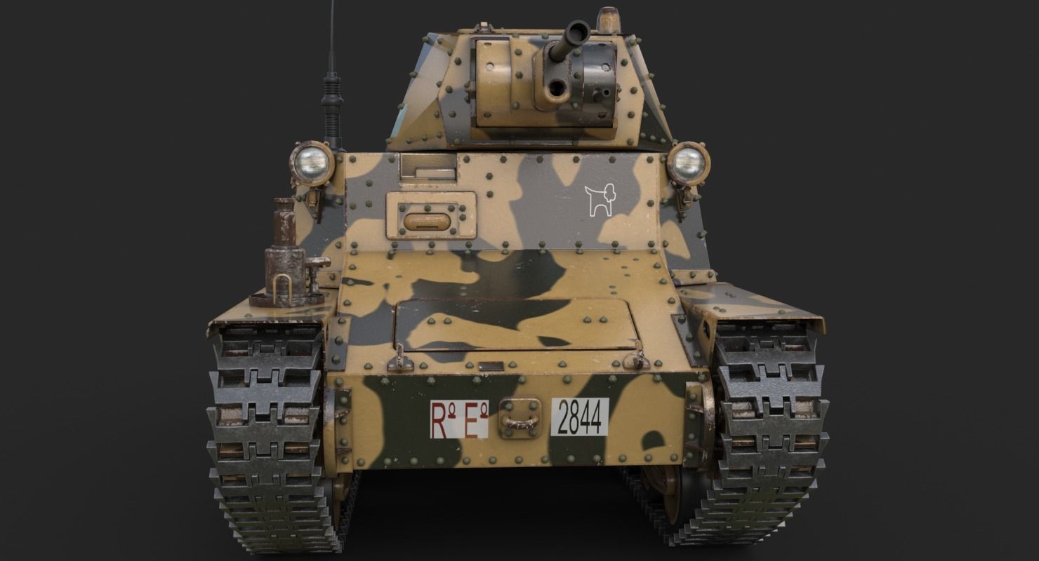 Tank L6 40 Camouflage Ansaldo Fiat Italian Vray 3D model_13