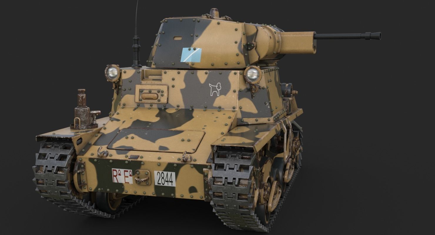 Tank L6 40 Camouflage Ansaldo Fiat Italian Vray 3D model_17