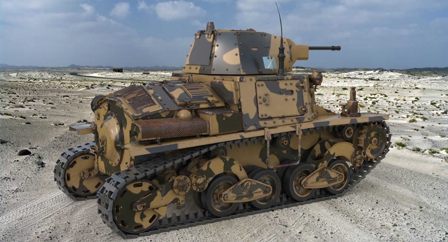 Tank L6 40 Camouflage Ansaldo Fiat Italian Vray 3D model_3