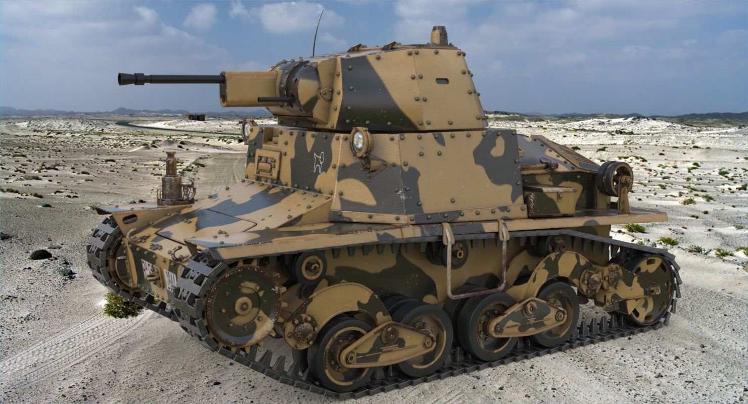 Tank L6 40 Camouflage Ansaldo Fiat Italian Vray 3D model_1