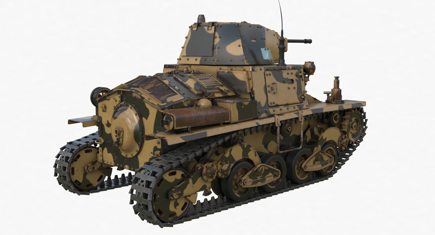 Tank L6 40 Camouflage Ansaldo Fiat Italian Vray 3D model_47