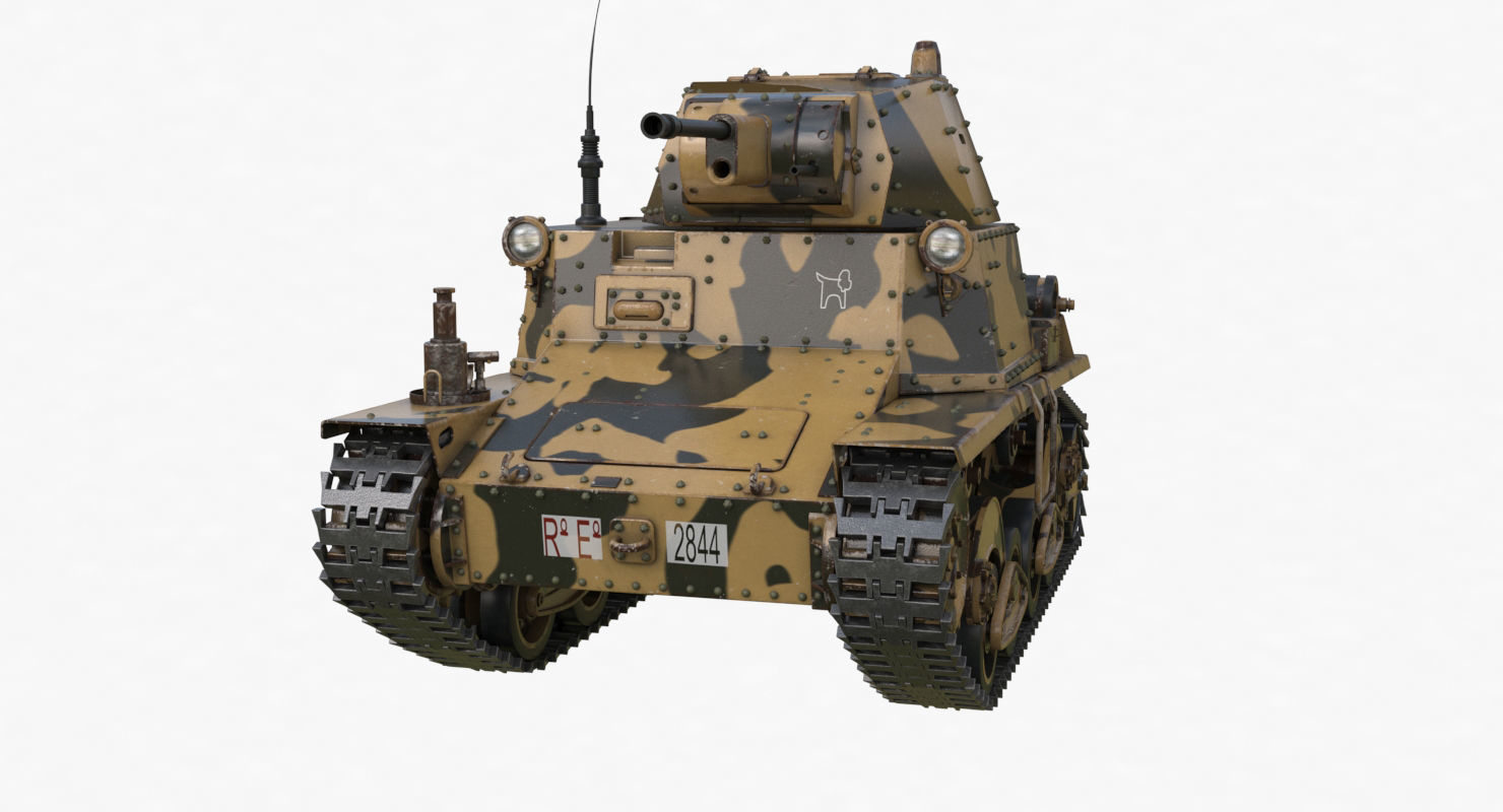 Tank L6 40 Camouflage Ansaldo Fiat Italian Vray 3D model_32