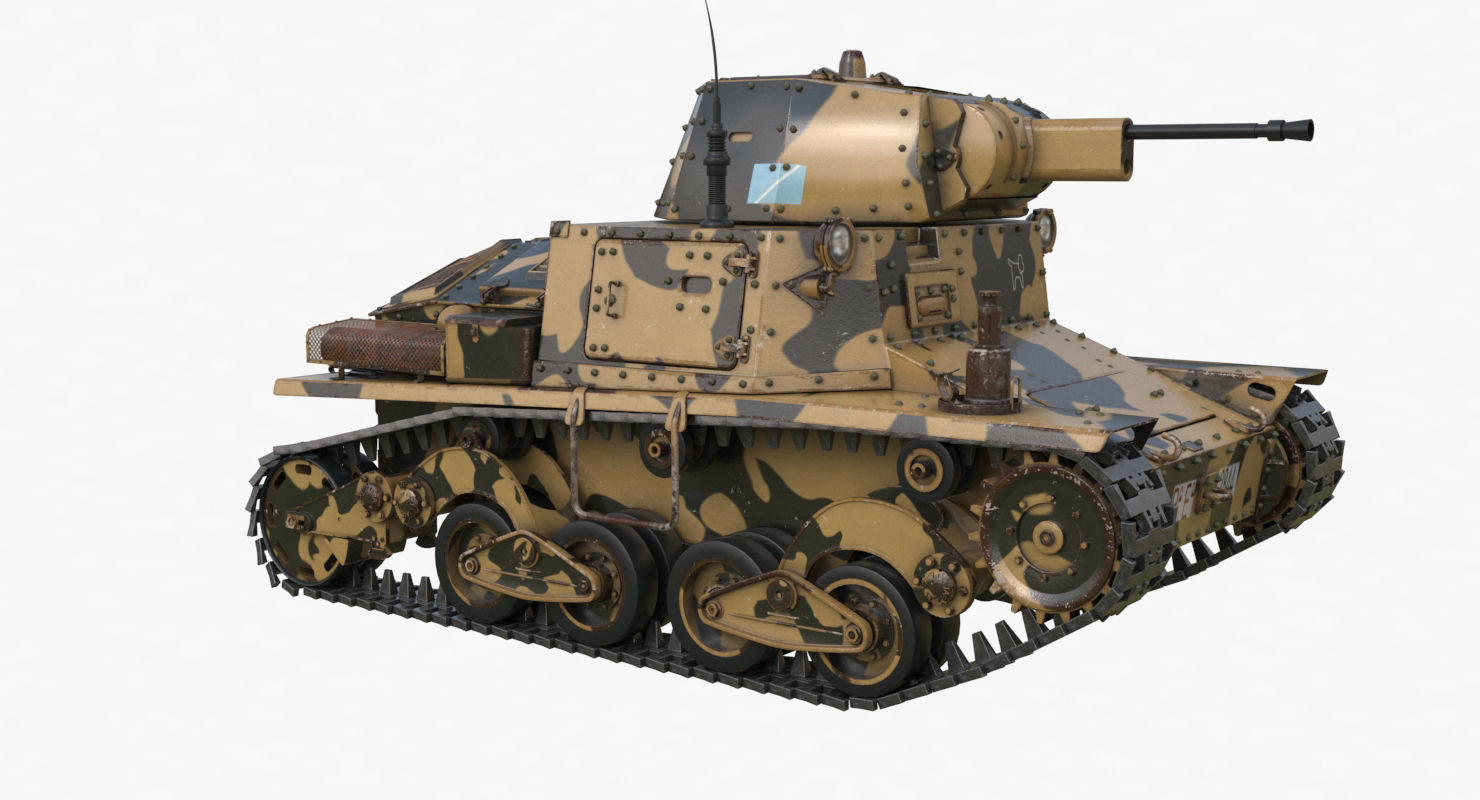 Tank L6 40 Camouflage Ansaldo Fiat Italian Vray 3D model_39