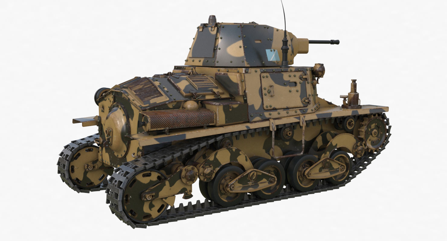 Tank L6 40 Camouflage Ansaldo Fiat Italian Vray 3D model_46