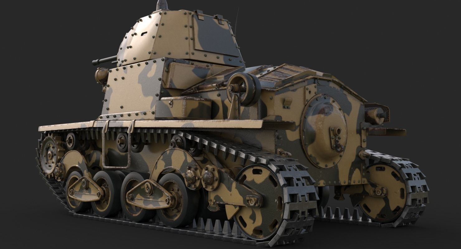 Tank L6 40 Camouflage Ansaldo Fiat Italian Vray 3D model_7