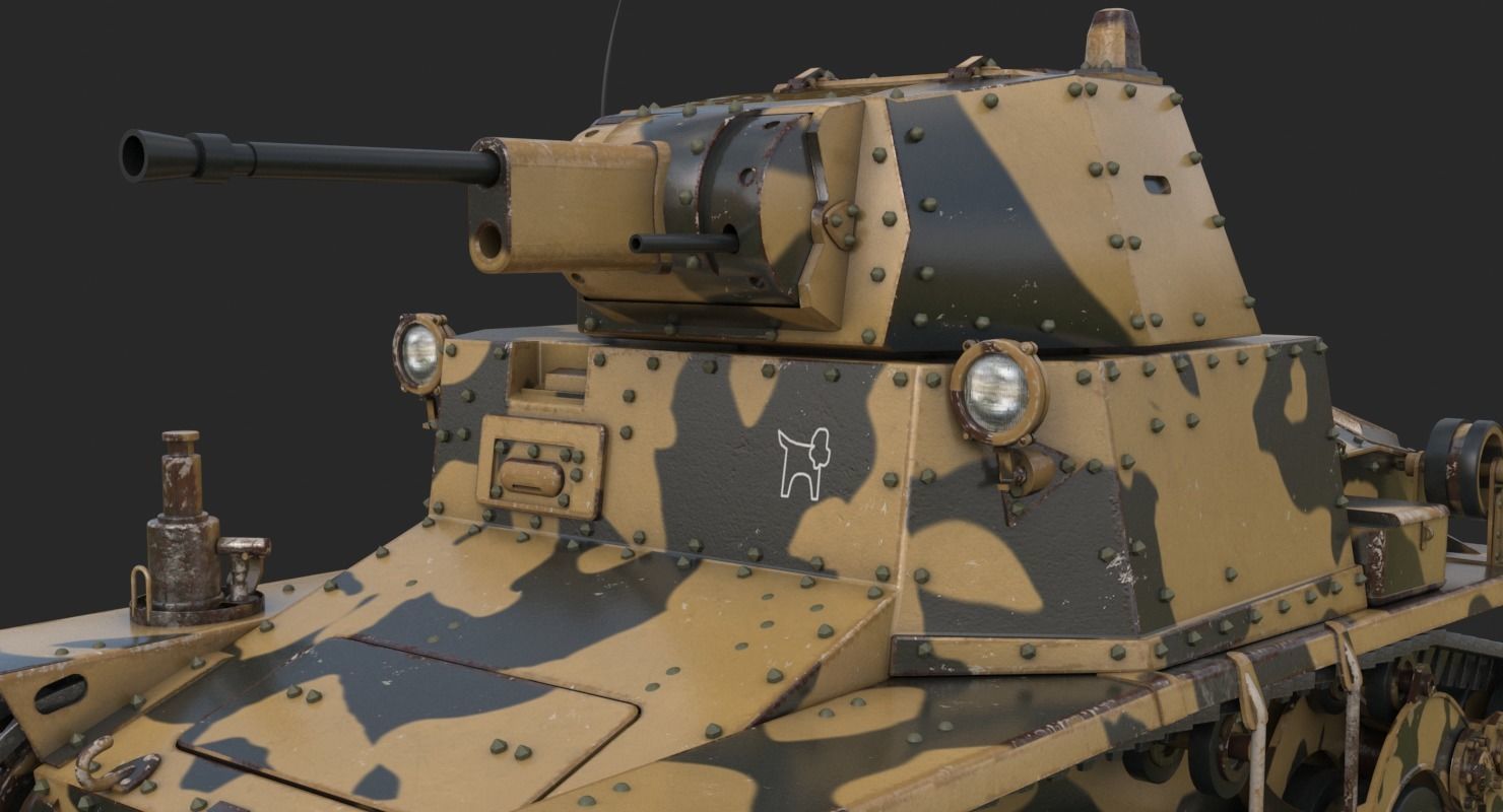Tank L6 40 Camouflage Ansaldo Fiat Italian Vray 3D model_15