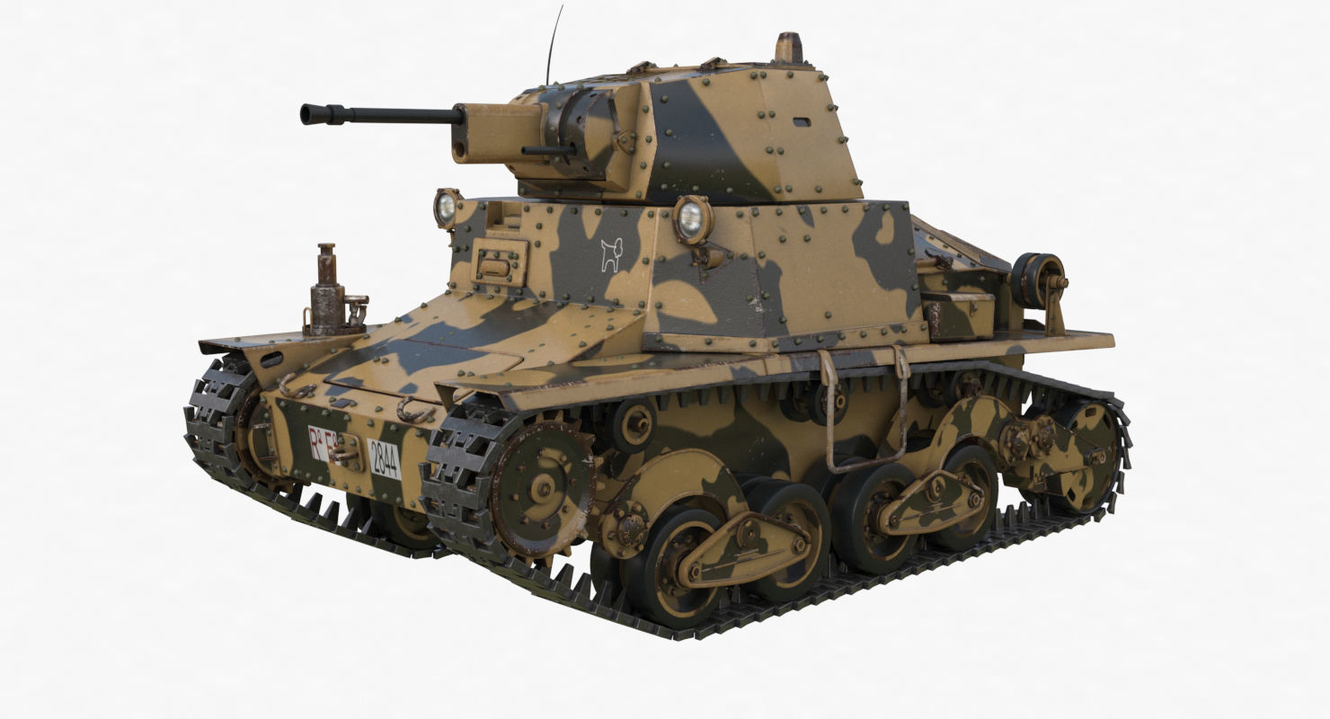 Tank L6 40 Camouflage Ansaldo Fiat Italian Vray 3D model_29