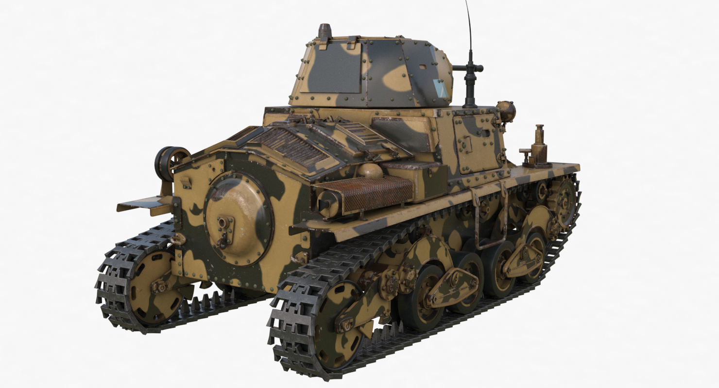 Tank L6 40 Camouflage Ansaldo Fiat Italian Vray 3D model_48