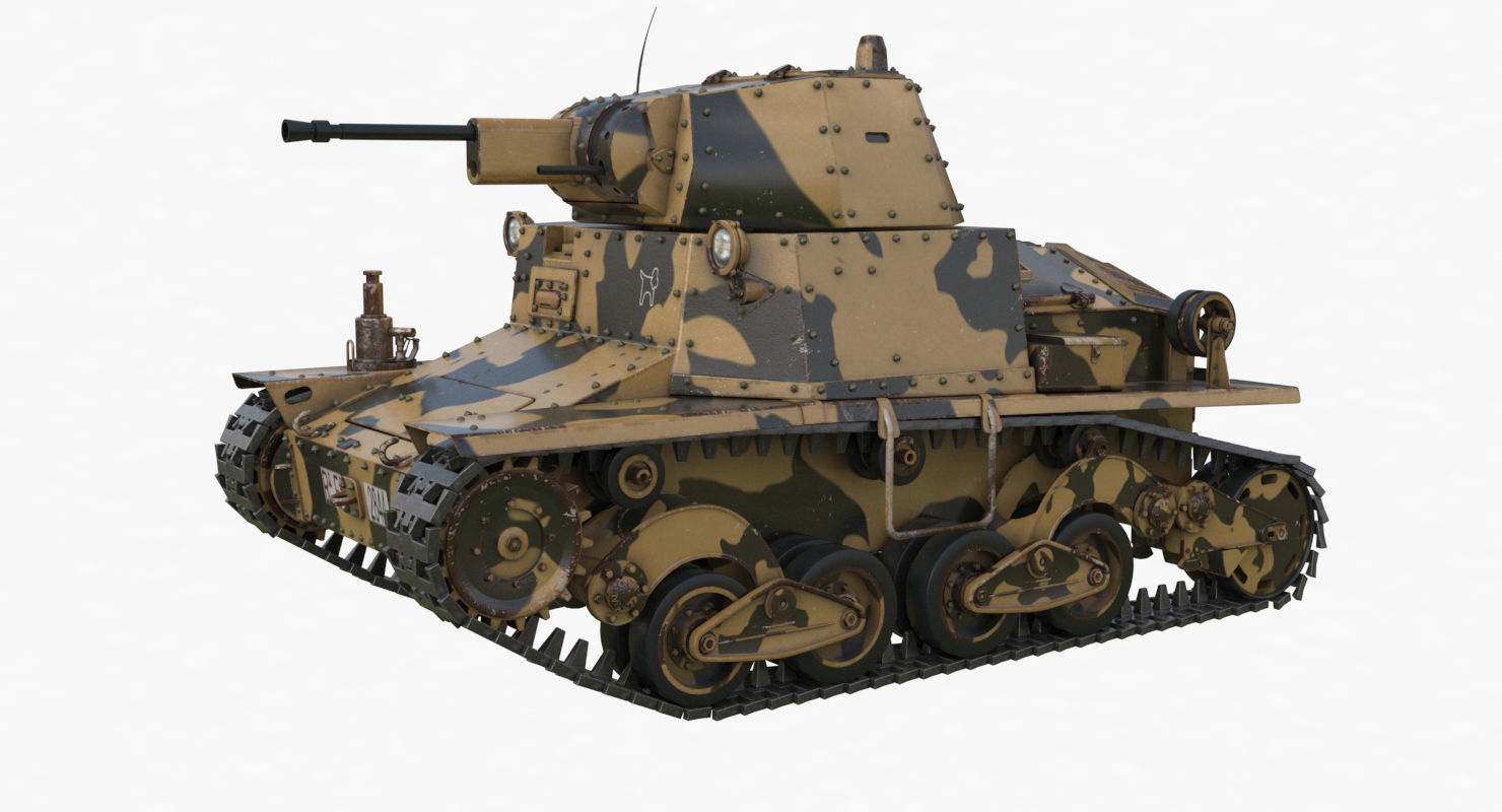 Tank L6 40 Camouflage Ansaldo Fiat Italian Vray 3D model_28