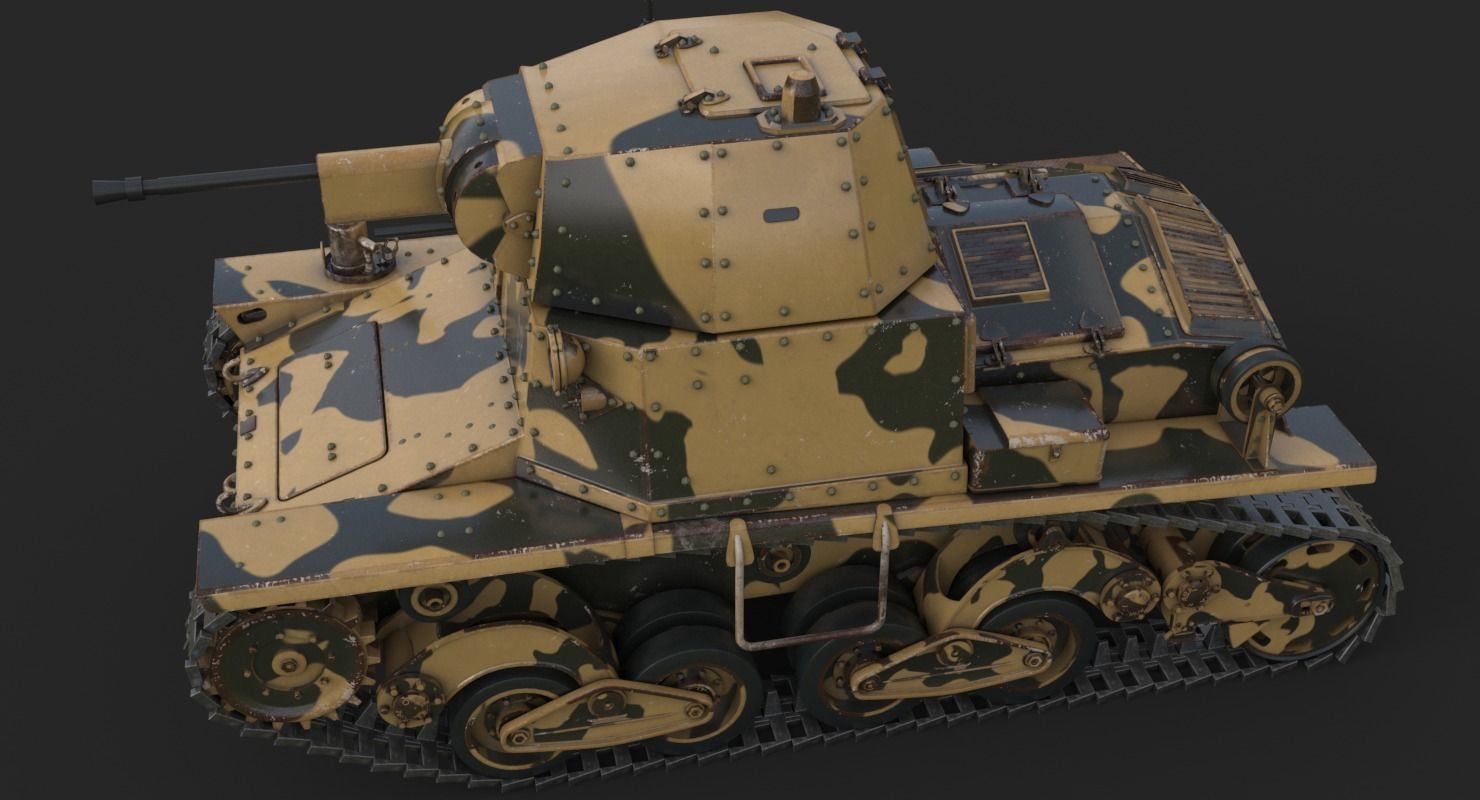 Tank L6 40 Camouflage Ansaldo Fiat Italian Vray 3D model_14