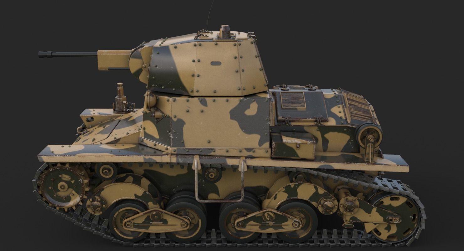 Tank L6 40 Camouflage Ansaldo Fiat Italian Vray 3D model_6