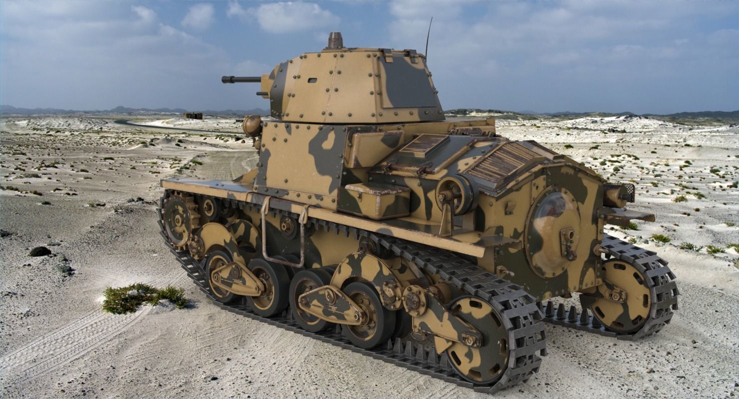 Tank L6 40 Camouflage Ansaldo Fiat Italian Vray 3D model_4