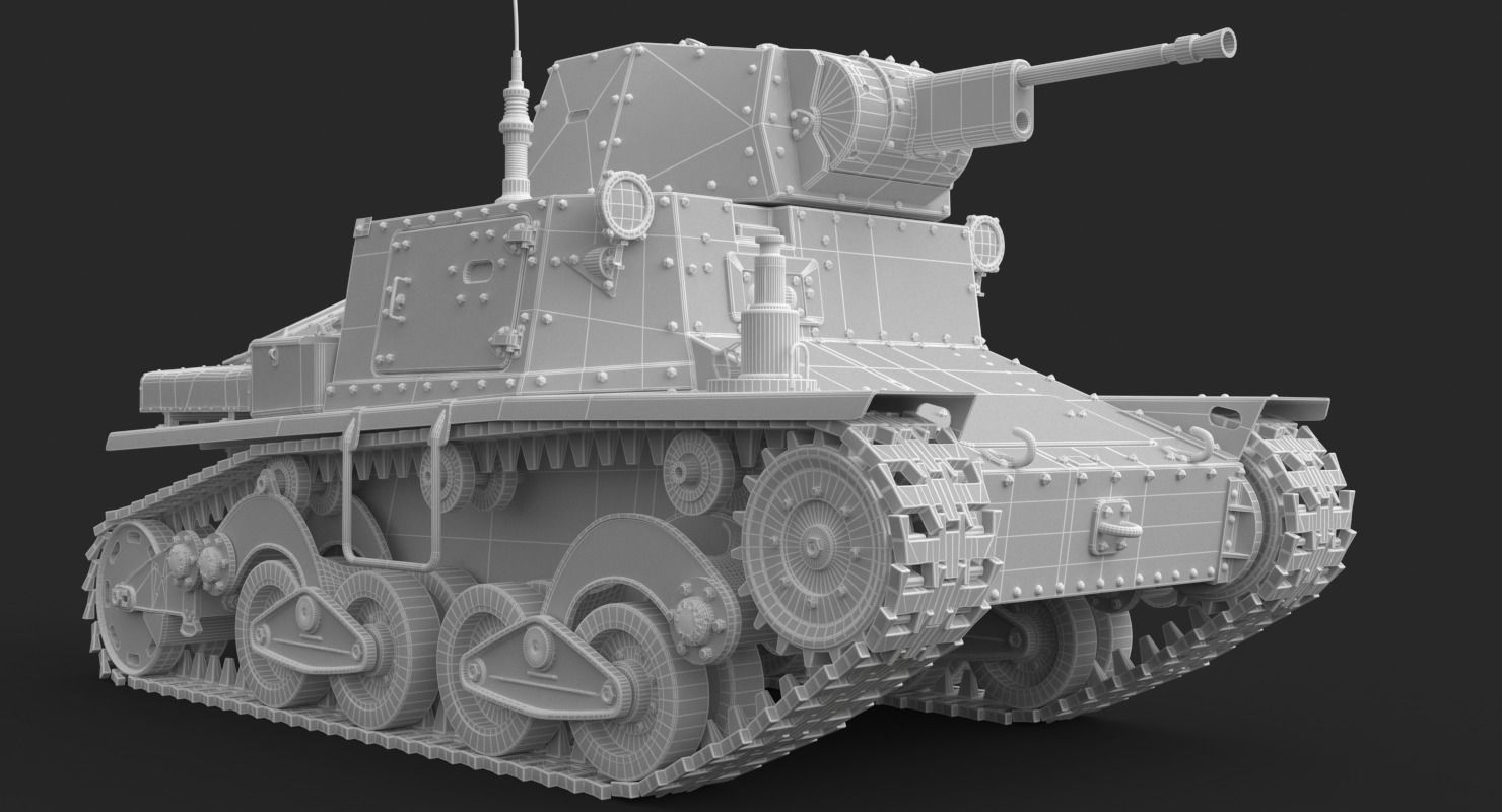 Tank L6 40 Camouflage Ansaldo Fiat Italian Vray 3D model_26