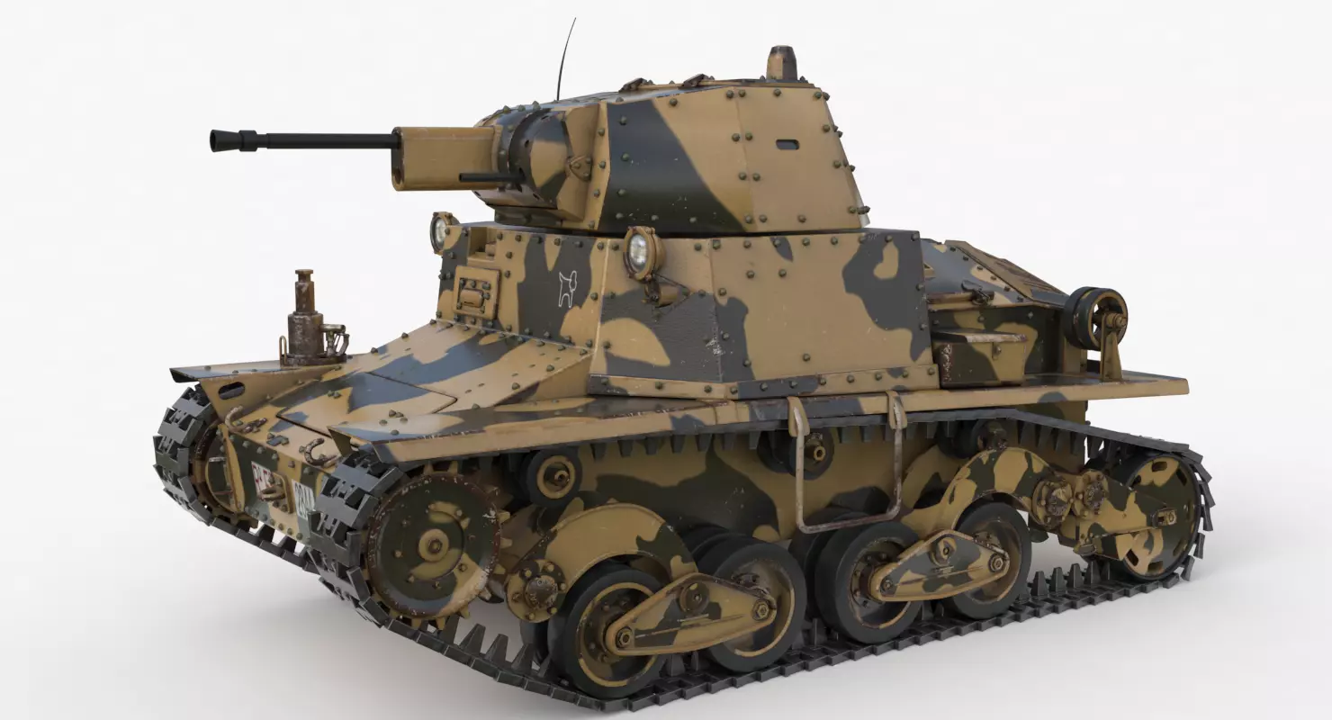 Tank L6 40 Camouflage Ansaldo Fiat Italian Vray 3D model_0