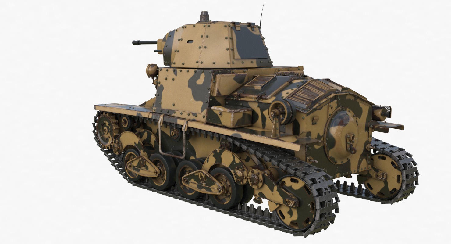 Tank L6 40 Camouflage Ansaldo Fiat Italian Vray 3D model_56