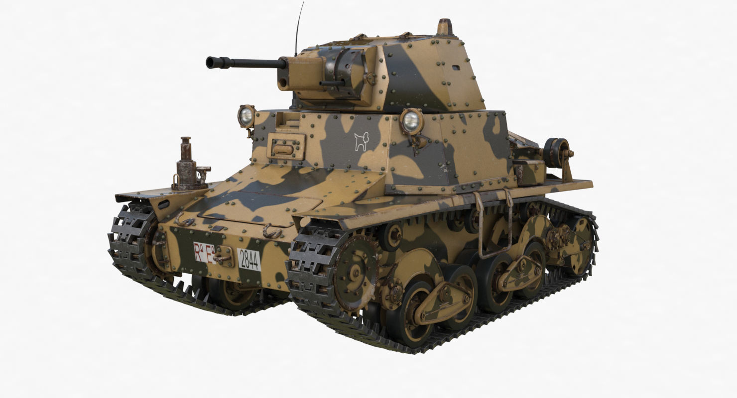 Tank L6 40 Camouflage Ansaldo Fiat Italian Vray 3D model_30