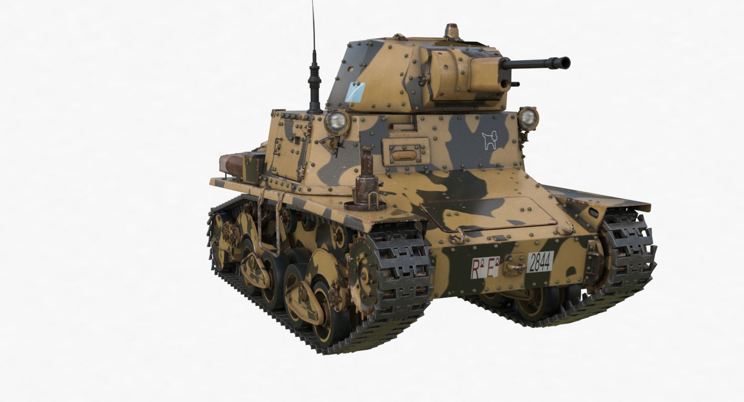 Tank L6 40 Camouflage Ansaldo Fiat Italian Vray 3D model_36