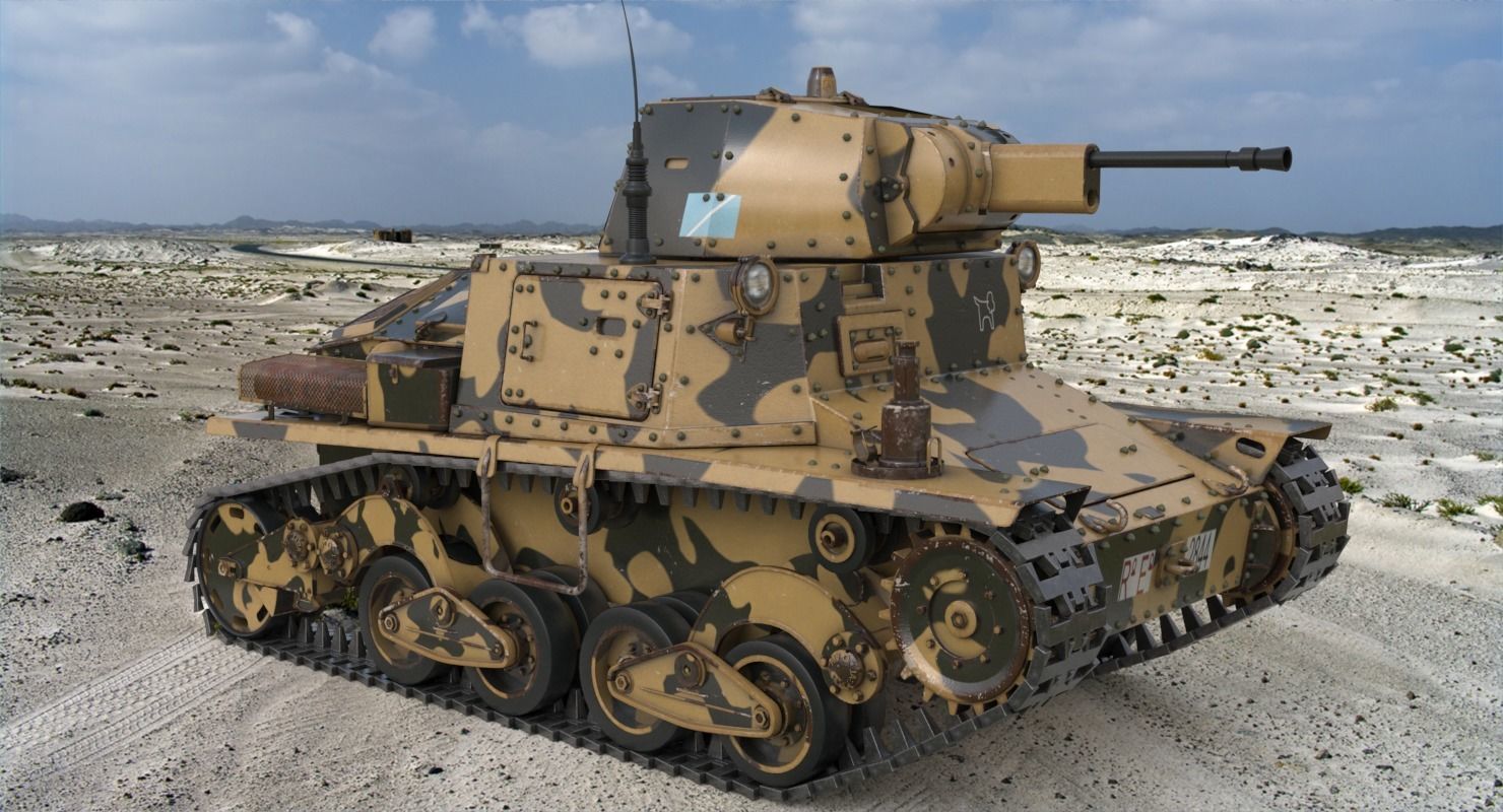 Tank L6 40 Camouflage Ansaldo Fiat Italian Vray 3D model_2